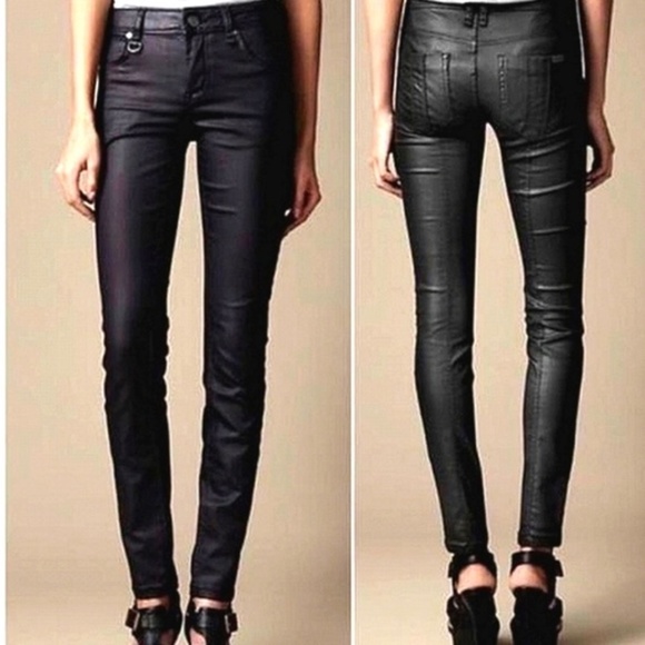 Size 24W Burberry Pilton Skinny Ankle Leggings Jeans Women's Brown Burgundy